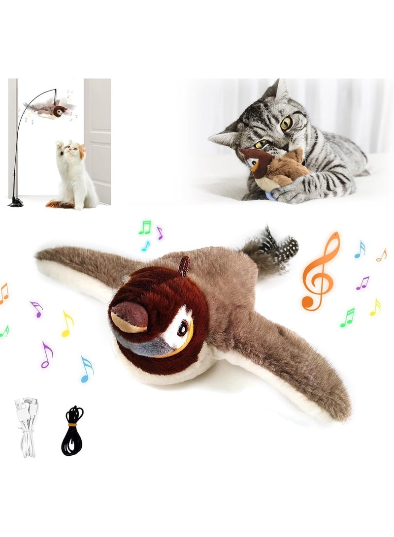 OSHIMA Flying Bird Cat Toy, Rechargeable and Washable Interactive Catnip Toys, Flapping Bird Cat Toy for Indoor Cats, Simulated Chirping Flapping Wings, Realistic Birds Toy For Cats - Image 1